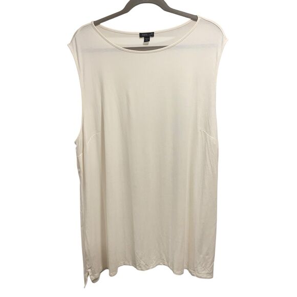 J Jill Wearever Collection Womens Ivory Sleeveless Tunic Top 3X Lagenlook Flowy - Picture 1 of 5